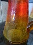 Blown Glass Pitcher, 13" and Iridescent Glass Vase