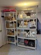 Two Plastic Multi-Tier Shelving Units, Contents NOT Included