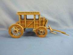 Handcrafted Wooden Covered Wagon and Stagecoach Models