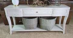 White Oak Eggshell Sofa Table with Center Drawer, See Lots 52, 62 And 260 For Matching Items