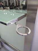 Full Length Brushed Metal Framed Mirror With Attached Mirrored Shelf/Tray
