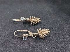 Sterling Silver Pinecone Earrings & Cross Pendant