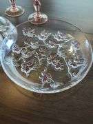 Mikasa Walther Crystal West Germany Glassware Plates, Qty 4 And Blush Wine Stemmed Glasses, Qty 4