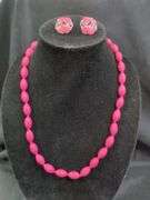 Ladies Beaded Necklace With Matching Clip-On Earrings