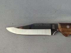 MX-1 Fixed Blade Hunting Knife, 5.5" Blade, In Leather Sheath
