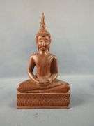 Carved Wood Buddha Statue And Floral Canister Set