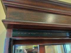 Lighted Display Cabinet with Glass Shelves And Sliding Door Front