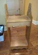 Wood Bedside Table with Shelf And Cutout, 32" x 15" x 12"