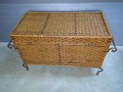 Wicker Trunk Chest with Ornate Metal Accents