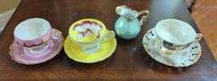 Royal Halsey, Kasuga Ware, and Sterling China Cup and Saucer Set With Royal Crown Creamer
