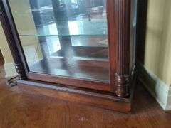 Lighted Display Cabinet with Glass Shelves And Sliding Door Front