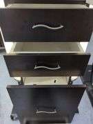 Double Sided Salon Styling Station With Rollout Storage And Power Supply On Casters