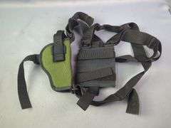 Leather Holster Marked USAF On Belt, Buchheimer PM-32 Leather Holster, And Nylon Shoulder Holster