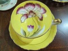 Royal Halsey, Kasuga Ware, and Sterling China Cup and Saucer Set With Royal Crown Creamer