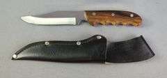 MX-1 Fixed Blade Hunting Knife, 5.5" Blade, In Leather Sheath