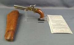 Classic Arms Ltd New Orleans Ace .424 Round Ball Black Powder Pistol SN# Not Found, Smooth Bore, Takes .015 Patch, Paperwork, In Leather Holster