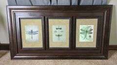 Dragonfly Botanical Triptych Framed Print, 32" x 58" x 1.25"