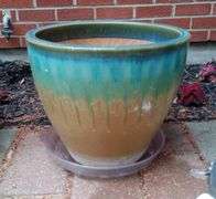Two-Tone Glazed Ceramic Planter