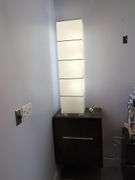 Modern Paper Tall Floor Lamp And Floating Cabinet, Bidder Responsible For Proper Removal,  Cabinets are Mounted To Wall.                                                                                                                                                                                                                                                                                                                                                                                                                                                                                                                                                                                                                                                                                                                                                                                                                                                                                                                