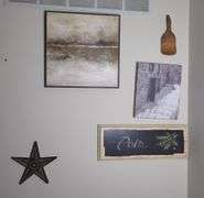 Abstract Painting, Prints, Wooden Spatula And Metal Star, Qty 5
