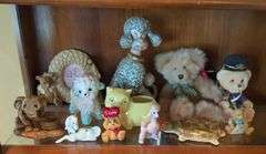 Plush Animals and Decorative Ceramic Figurines