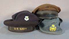 WWII US Navy Cracker Jack Sailor's Cap, Pacific Air Forces Baret, Italian Air Force Bustina Field Cap, And WWII US Army Dress Cap