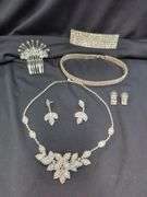 Ladies Rhinestone Costume Jewelry Including Necklaces, Earrings, Hair Comb , And More