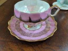 Royal Halsey, Kasuga Ware, and Sterling China Cup and Saucer Set With Royal Crown Creamer