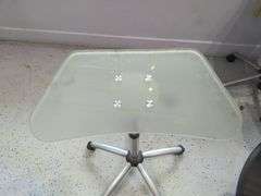 Jewell Adjustable Height Rolling Salon Table with Frosted Glass Top