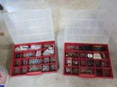Two Organizer Boxes Filled with Screws, Nails and Hardware