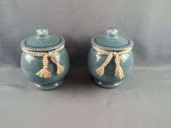 Decorative Covered Jars With Rope Accents