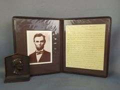 Abraham Lincoln US Historical Society Binder with Letter & Bookends
