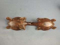 Wooden Boxes & Turtle Carving Grouping