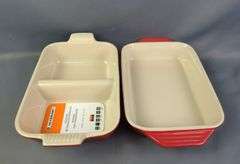 Le Creuset Rectangular Stoneware Baking Dishes, Qty 2