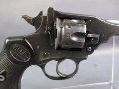 Webley & Scott Mark IV .38 cal Top Break 6-Shot Revolver SN# 46974, In Canvas Holster With Web Belt And Ammo Pouch