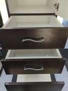 Double Sided Salon Styling Station With Rollout Storage And Power Supply On Casters