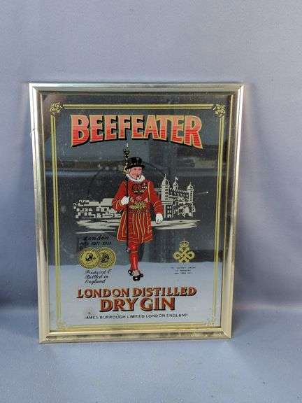 Dixie Cola Metal Sign and Beefeater Mirror Bar Advertising