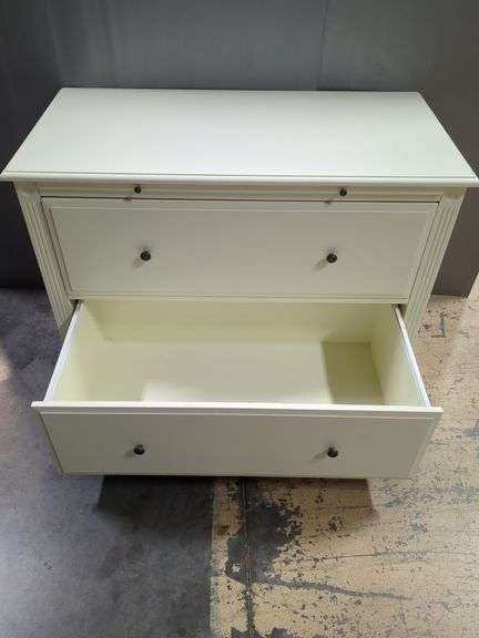 Two-Drawer White Dresser With Pullout