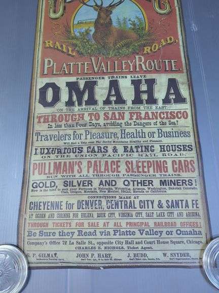 1869 Union Pacific Railroad Grand Opening Advertising Poster Reproduction