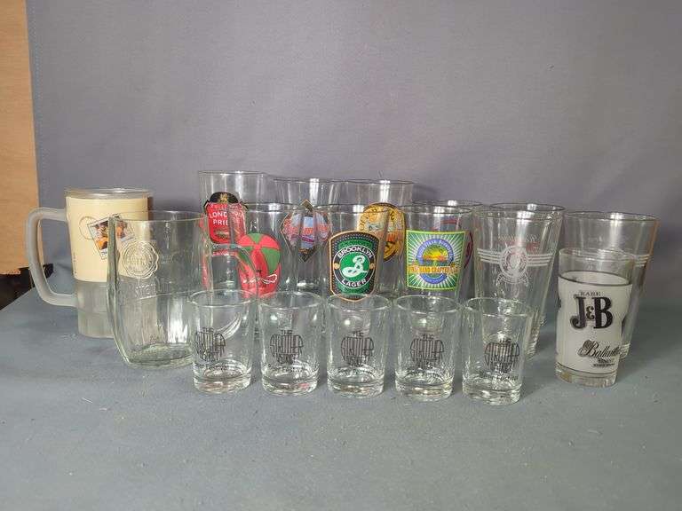 Beer Glasses, Mugs, And Shot Glass Assortment, Qty 18