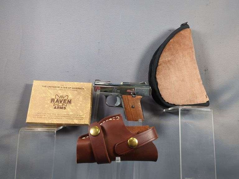 Raven Arms MP-25 .25 Auto Pistol SN# 1627941, Leather Holster, Includes Original Box, Paperwork, In Soft Case image