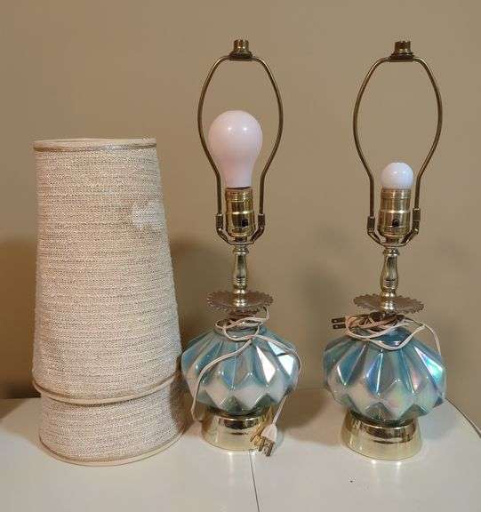 Iridescent Glass Lamps with Shade