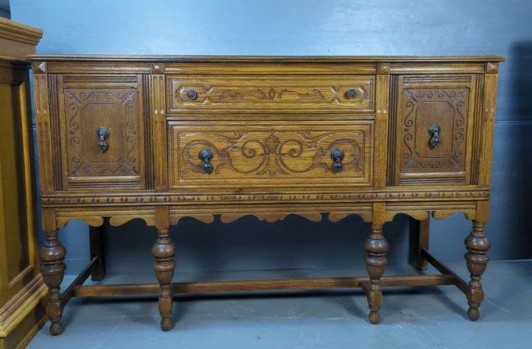 Ornate Carved Wood Buffet Server