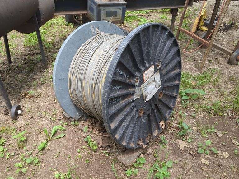 Large Metal Spool with Steel Cable