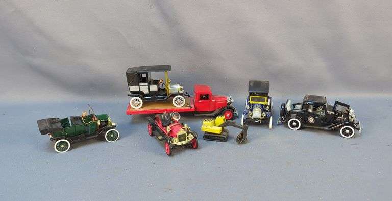 Assorted Collection of Scale Model Cars and Truck with Excavator