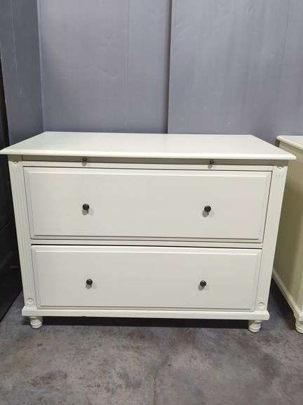 Two-Drawer White Dresser With Pullout