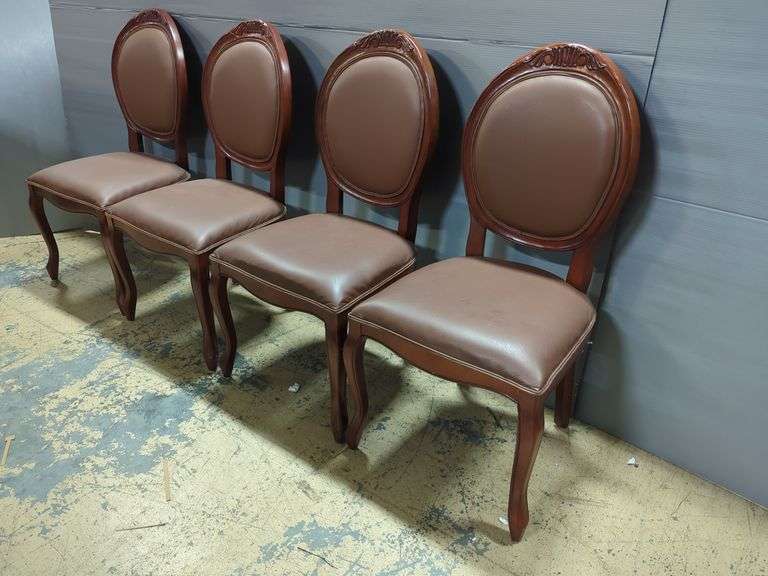 Set of 4 Dining Chairs with Brown Faux Leather