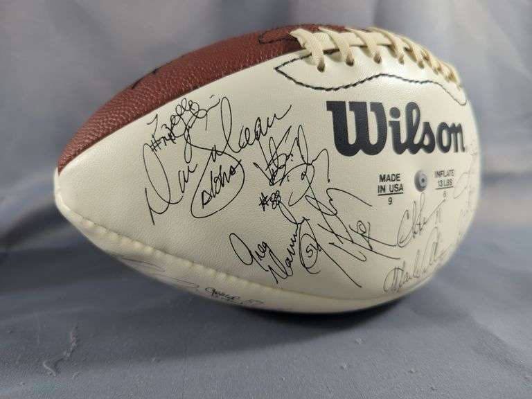 1996 Kansas City Chiefs Stamped Signature Football in Display Case