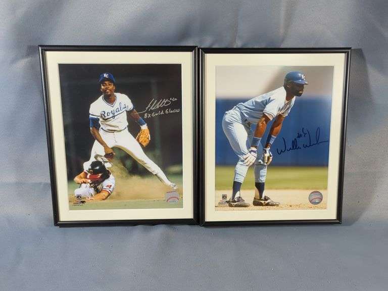 Framed Willie Wilson And Frank White Autographed Photos - Kansas City Royals
