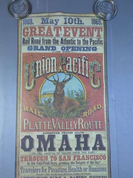 1869 Union Pacific Railroad Grand Opening Advertising Poster Reproduction